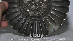 5.6 Antique Chinese 100% Fine Silver Dynasty Flower Phoenix Bird Tray Plate