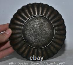 5.6 Antique Chinese 100% Fine Silver Dynasty Flower Phoenix Bird Tray Plate