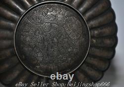 5.6 Antique Chinese 100% Fine Silver Dynasty Flower Phoenix Bird Tray Plate