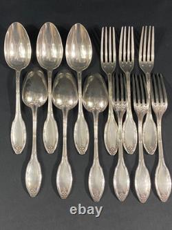 6 Large Spoons 6 Table Forks In Silver Plated Louis XVI Style