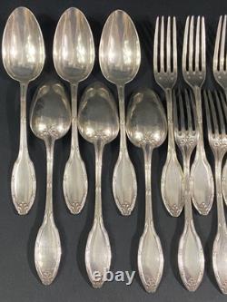 6 Large Spoons 6 Table Forks In Silver Plated Louis XVI Style