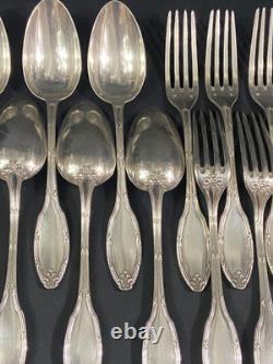 6 Large Spoons 6 Table Forks In Silver Plated Louis XVI Style
