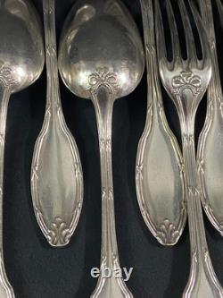 6 Large Spoons 6 Table Forks In Silver Plated Louis XVI Style