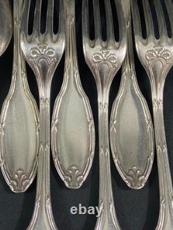 6 Large Spoons 6 Table Forks In Silver Plated Louis XVI Style