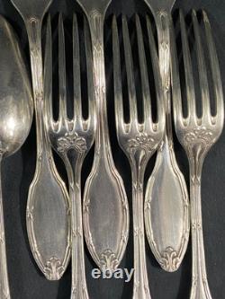 6 Large Spoons 6 Table Forks In Silver Plated Louis XVI Style