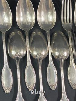6 Large Spoons 6 Table Forks In Silver Plated Louis XVI Style