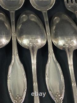 6 Large Spoons 6 Table Forks In Silver Plated Louis XVI Style