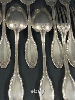 6 Large Spoons 6 Table Forks In Silver Plated Louis XVI Style