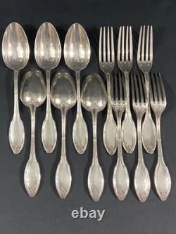 6 Large Spoons 6 Table Forks In Silver Plated Louis XVI Style