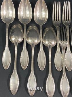 6 Large Spoons 6 Table Forks In Silver Plated Louis XVI Style