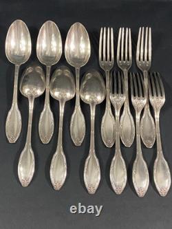 6 Large Spoons 6 Table Forks In Silver Plated Louis XVI Style