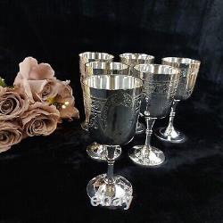 6 Renaissance-Style French Wine Goblets in Silver Plate with EPNS Hallmark