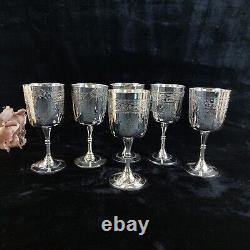 6 Renaissance-Style French Wine Goblets in Silver Plate with EPNS Hallmark