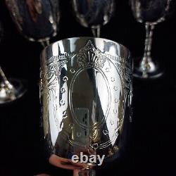 6 Renaissance-Style French Wine Goblets in Silver Plate with EPNS Hallmark