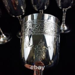 6 Renaissance-Style French Wine Goblets in Silver Plate with EPNS Hallmark