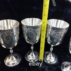 6 Renaissance-Style French Wine Goblets in Silver Plate with EPNS Hallmark