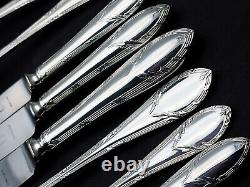 6 Settings 50pc Canteen Gee & Holmes Reed Leaf Cutlery Silver Plated Vintage