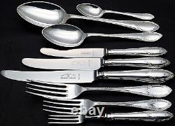 6 Settings 50pc Canteen Gee & Holmes Reed Leaf Cutlery Silver Plated Vintage