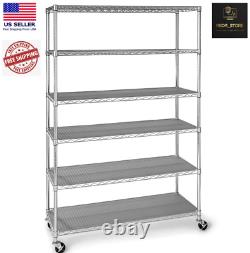 6 Shelf Wire Shelving Metal Storage Rack Heavy Duty Zinc Plated Steel