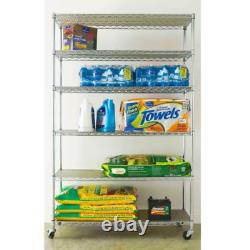 6 Shelf Wire Shelving Metal Storage Rack Heavy Duty Zinc Plated Steel