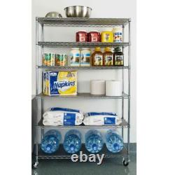 6 Shelf Wire Shelving Metal Storage Rack Heavy Duty Zinc Plated Steel