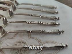 6 Small Spoons SFAM Metal Silver Sleeve At Russian Covered 13,8 CM No2