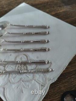 6 Small Spoons SFAM Metal Silver Sleeve At Russian Covered 13,8 CM No2