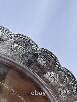 800 Chinese Coin Silver Tray Willow Pattern 8. 3/4 Repousse 9oz