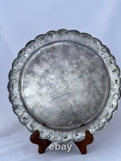 800 Chinese Coin Silver Tray Willow Pattern 8. 3/4 Repousse 9oz