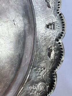 800 Chinese Coin Silver Tray Willow Pattern 8. 3/4 Repousse 9oz