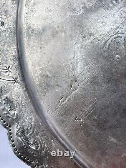 800 Chinese Coin Silver Tray Willow Pattern 8. 3/4 Repousse 9oz