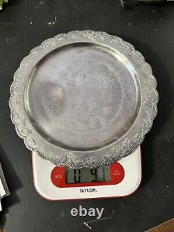 800 Chinese Coin Silver Tray Willow Pattern 8. 3/4 Repousse 9oz