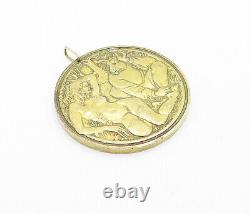 925 Silver & 24K GOLD Vintage Gold Plated Love Quote Medallion Pendant- PT2877
