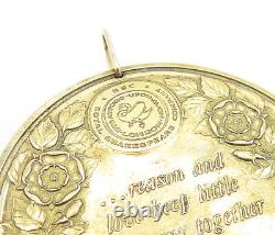 925 Silver & 24K GOLD Vintage Gold Plated Love Quote Medallion Pendant- PT2877