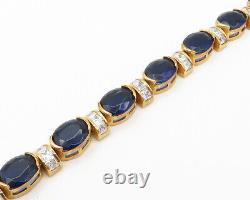 925 Silver Cubic Zirconia & Blue Topaz Gold Plated Chain Bracelet BT6843