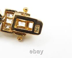 925 Silver Cubic Zirconia & Blue Topaz Gold Plated Chain Bracelet BT6843