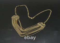 925 Silver Vintage Black Onyx Gold Plated Multi-Strand Chain Necklace NE3422