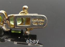 925 Silver Vintage Prong Set Peridot Gold Plated Tennis Bracelet BT8433