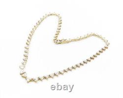 925 Sterling Silver Cubic Zirconia Shiny Gold Plated Chain Necklace NE2105