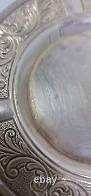 925 Sterling Silver Decorated And Embellished Plate \ Antiques Kitchen Utensils