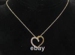 925 Sterling Silver Genuine Diamonds Gold Plated Heart Chain Necklace NE1963