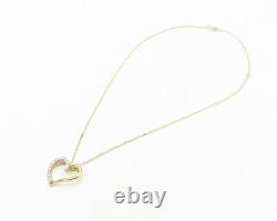 925 Sterling Silver Genuine Diamonds Gold Plated Heart Chain Necklace NE1964