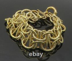925 Sterling Silver Shiny Gold Plated Interlocked Chain Bracelet BT6518