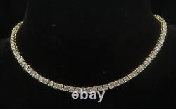 925 Sterling Silver Shiny Prong Set Topaz Gold Plated Tennis Necklace NE2521