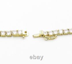 925 Sterling Silver Shiny Prong Set Topaz Gold Plated Tennis Necklace NE2521
