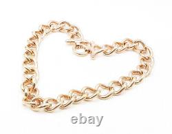 925 Sterling Silver Shiny Rose Gold Plated Oval Link Chain Necklace NE2874