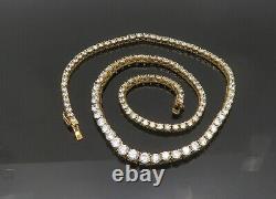 925 Sterling Silver Vintage Cubic Zirconia Gold Plated Chain Necklace NE3491