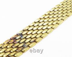 925 Sterling Silver Vintage Gold Plated Brick Layer Chain Bracelet BT7159