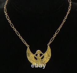 925 Sterling Silver Vintage Gold Plated Goddess Isis Chain Necklace NE3554