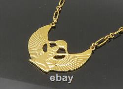925 Sterling Silver Vintage Gold Plated Goddess Isis Chain Necklace NE3554